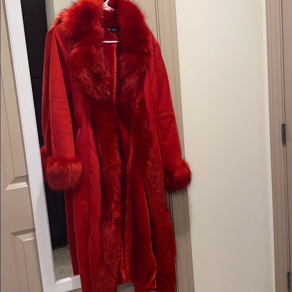 Fur red coat